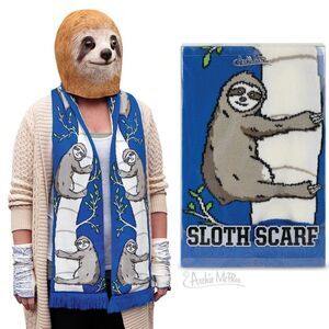 Sloth Scarf Archie McPhee 71 Inches Like New! Warm Winter Accessories